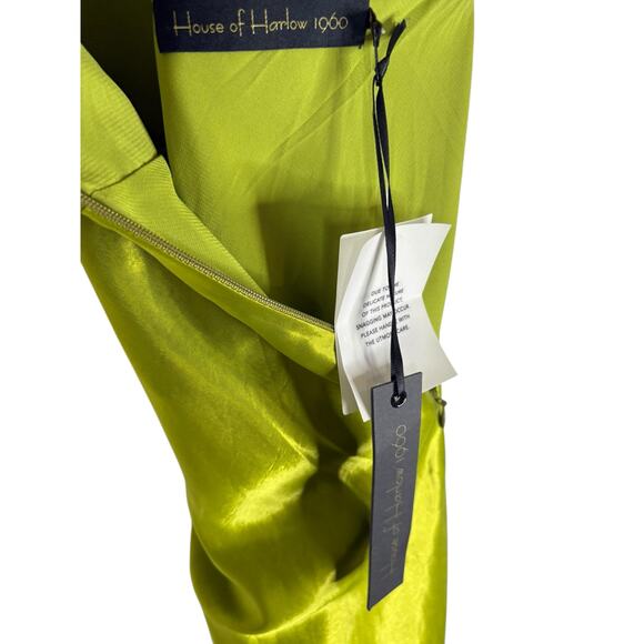 House of Harlow 1960 Antonia Gown Satin Off Shoulder Formal Evening Green Size M - Picture 11 of 13